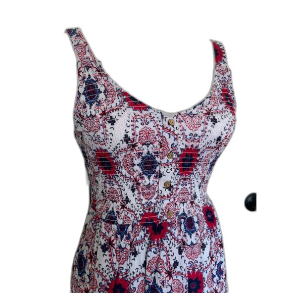 Japna Women's Smocked Dress in Patriotic Colors Body Con Fit and Flare Size S - Picture 3 of 6